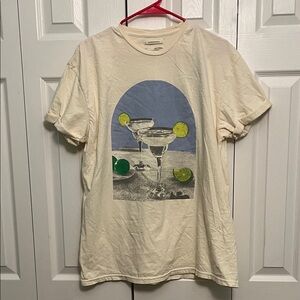 Anthropologie Cream Tee with Graphic Design